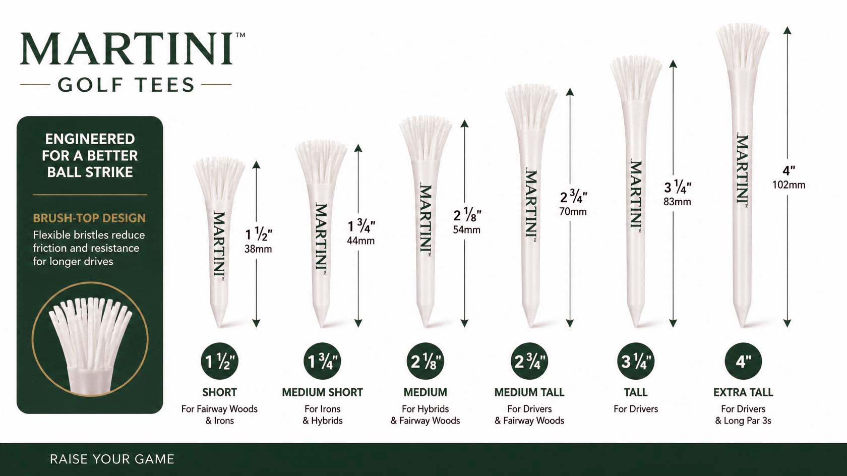 how tall are martini golf tees​