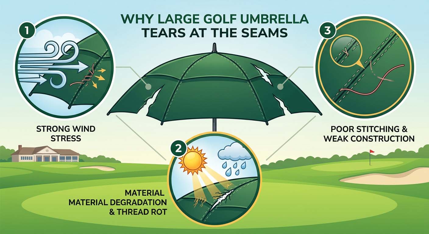 Golf Umbrella Seams Tear